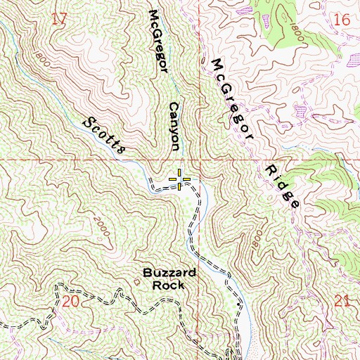 Topographic Map of McGregor Canyon, CA