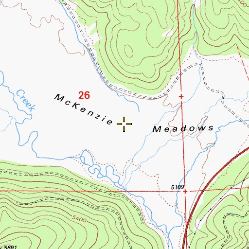 Topographic Map of McKenzie Meadows, CA