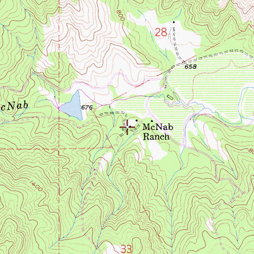 Topographic Map of McNab Ranch, CA