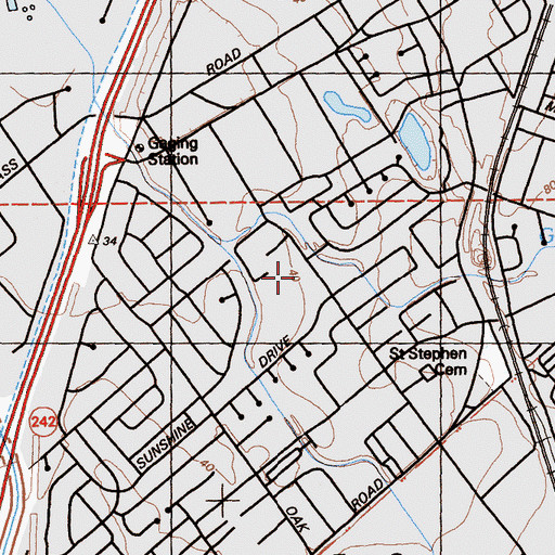 Topographic Map of Meadow Homes Elementary School, CA