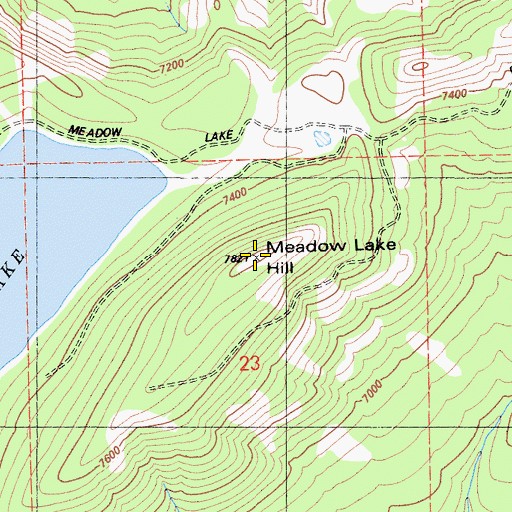 Topographic Map of Meadow Lake Hill, CA