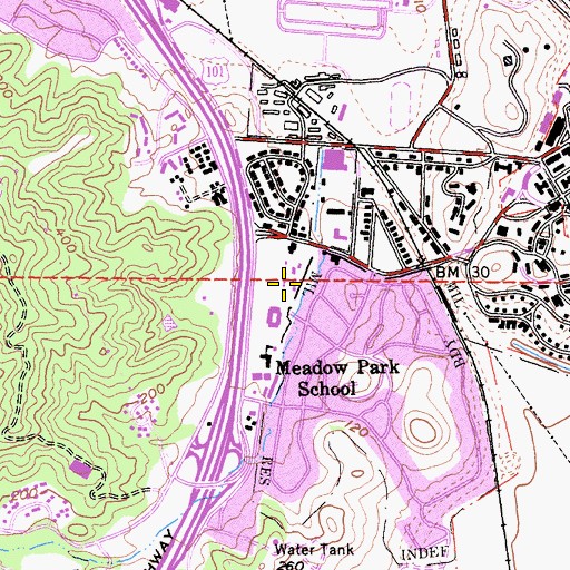 Topographic Map of Hamilton Meadow Park Elementary School, CA