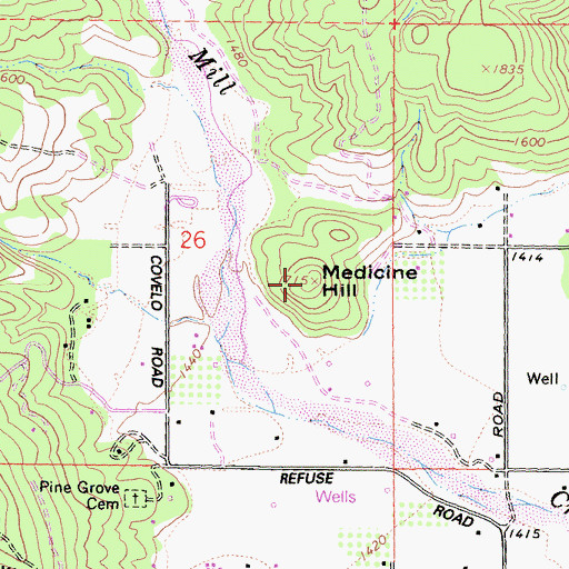 Topographic Map of Medicine Hill, CA