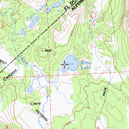 Topographic Map of Meiss Lake, CA
