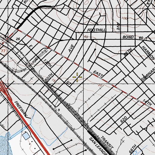Topographic Map of Melrose Elementary School, CA