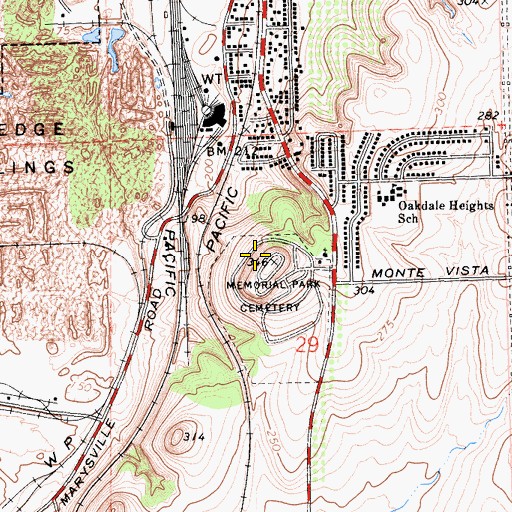 Topographic Map of Memorial Park Cemetery, CA