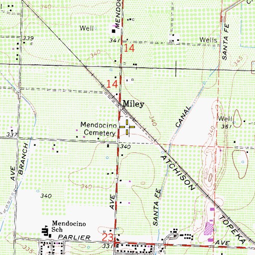 Topographic Map of Mendocino Cemetery, CA