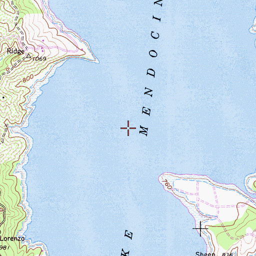 Topographic Map of Lake Mendocino, CA