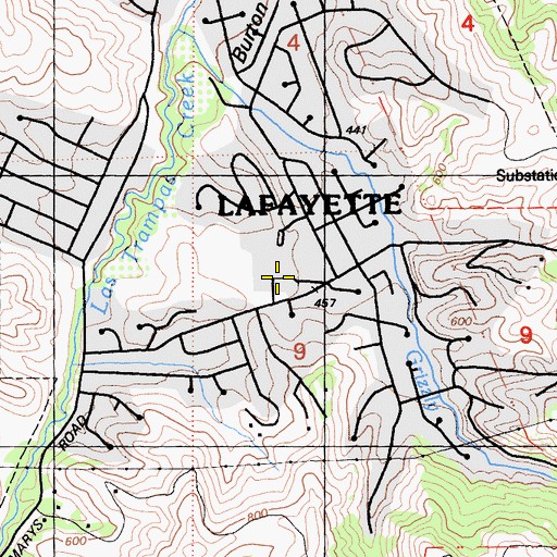 Topographic Map of Merriewood School, CA