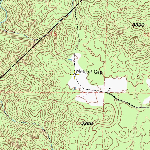 Topographic Map of Metcalf Gap, CA