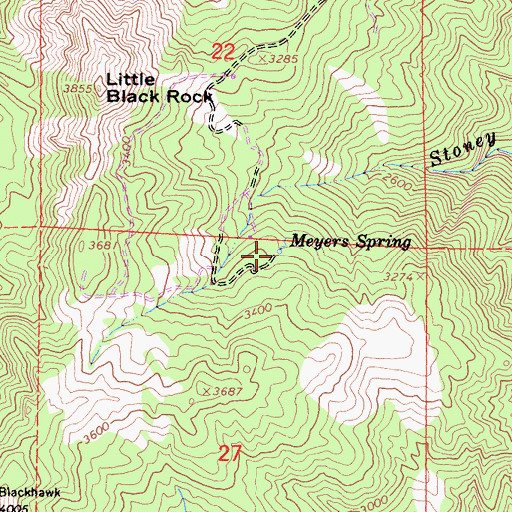 Topographic Map of Meyers Spring, CA