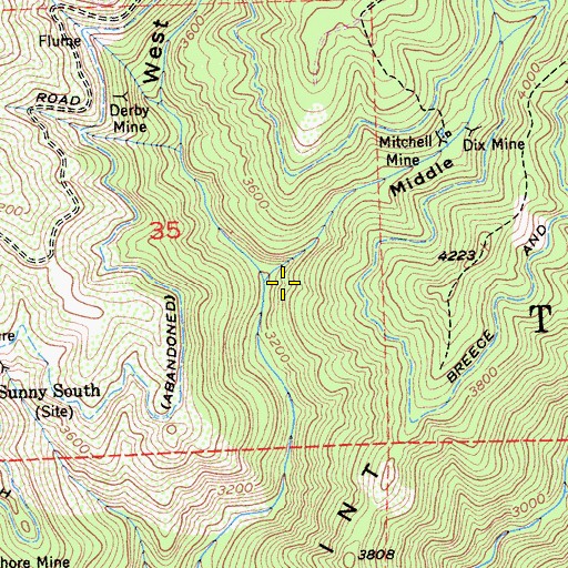 Topographic Map of Middle Branch El Dorado Canyon, CA