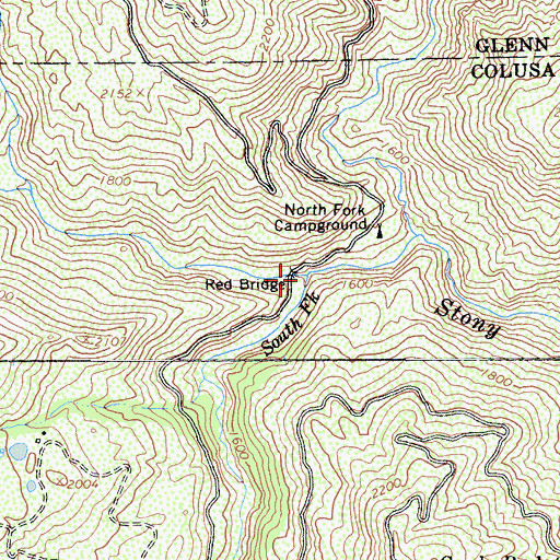 Topographic Map of Middle Fork Stony Creek, CA