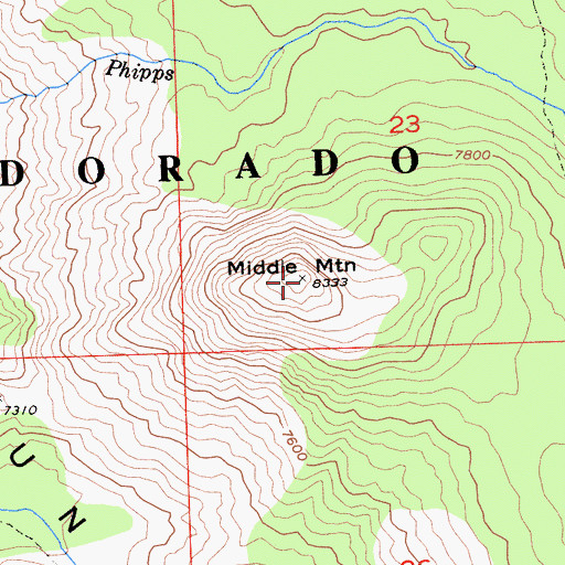 Topographic Map of Middle Mountain, CA