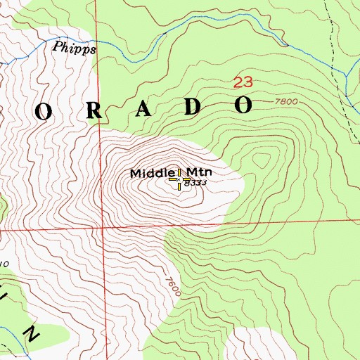 Topographic Map of Middle Mountain, CA