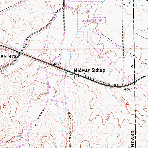 Topographic Map of Midway Siding, CA