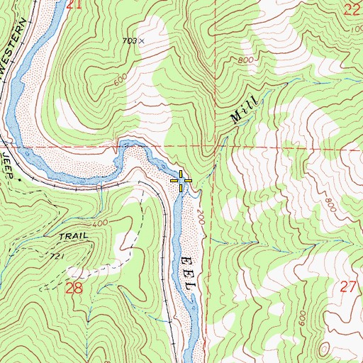 Topographic Map of Mill Creek, CA