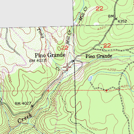 Topographic Map of Mill Creek, CA
