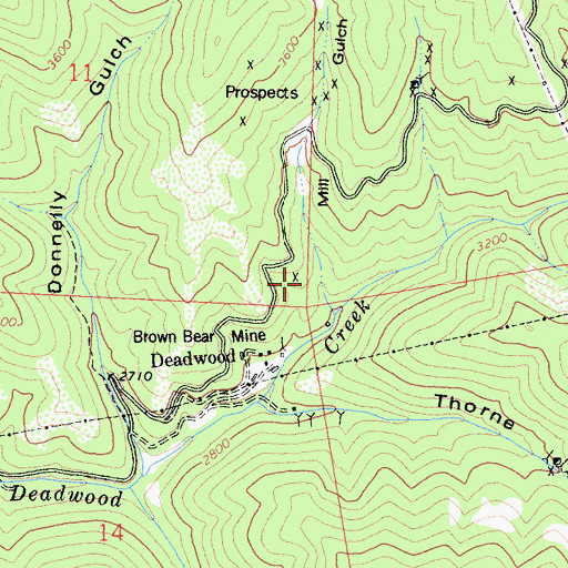 Topographic Map of Mill Gulch, CA