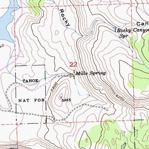 Topographic Map of Mills Spring, CA