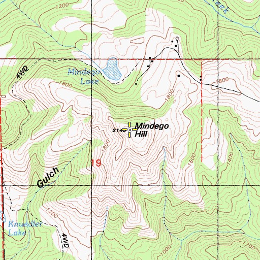 Topographic Map of Mindego Hill, CA