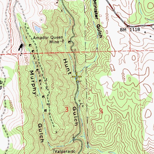 Topographic Map of Minister Gulch, CA