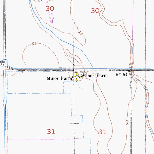 Topographic Map of Minor Farm, CA