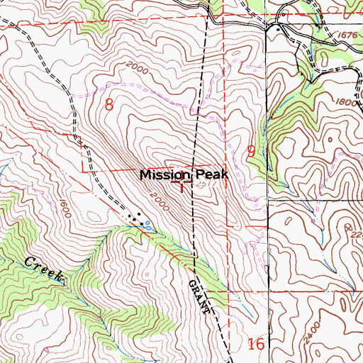 Topographic Map of Mission Peak, CA