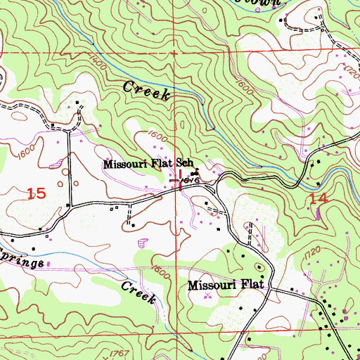 Topographic Map of Missouri Flat School, CA