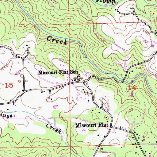 Topographic Map of Missouri Flat School, CA