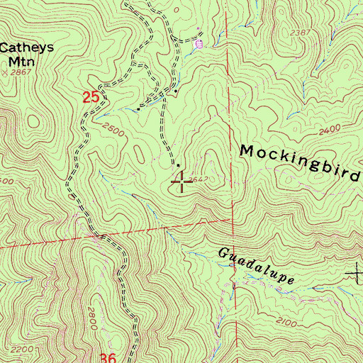 Topographic Map of Mockingbird Ridge, CA