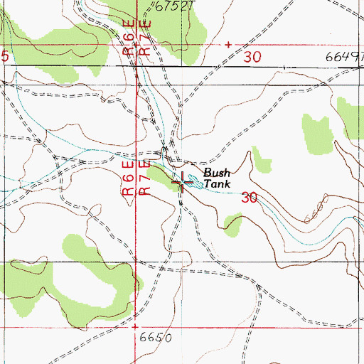 Topographic Map of Bush Tank, AZ