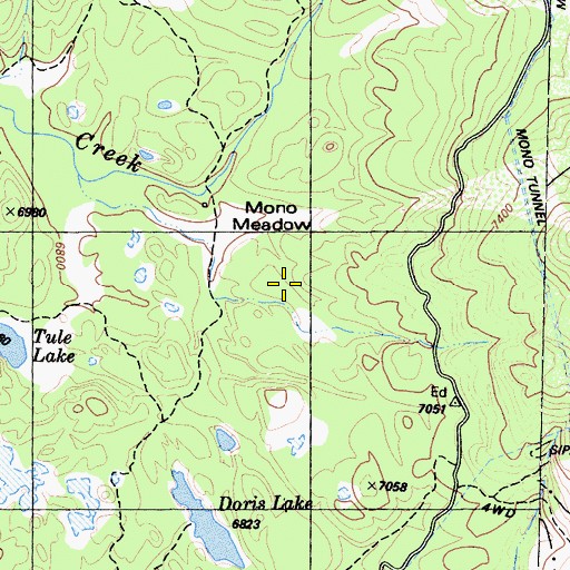 Topographic Map of Mono Meadow, CA
