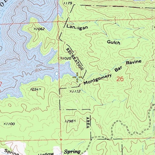 Topographic Map of Montgomery Bar Ravine, CA
