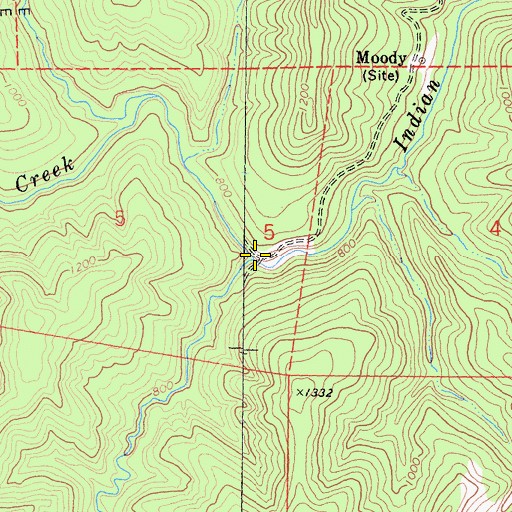 Topographic Map of Moody Creek, CA