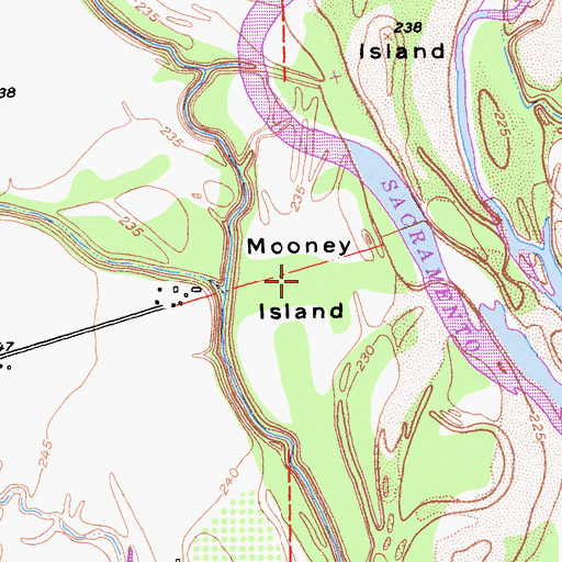 Topographic Map of Mooney Island, CA