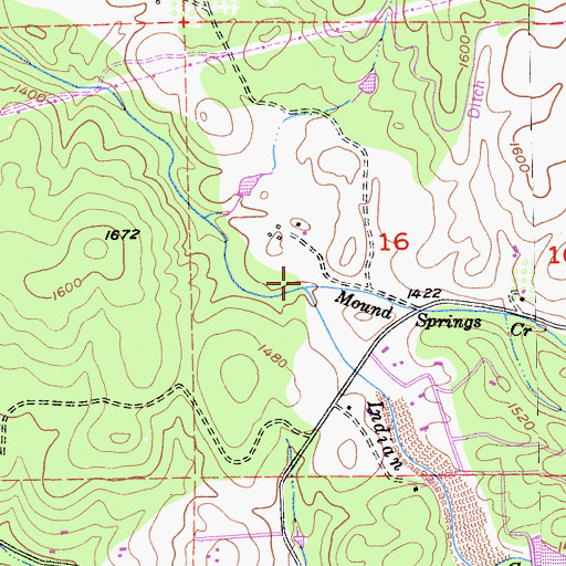 Topographic Map of Mound Springs Creek, CA