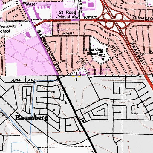 Topographic Map of Mount Eden High School, CA