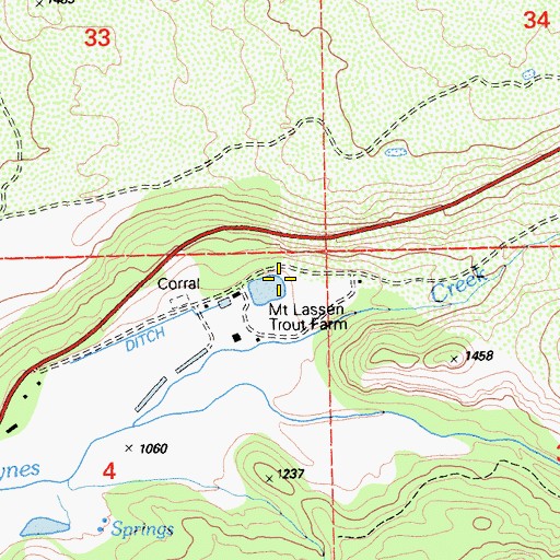 Topographic Map of Mount Lassen Trout Farm, CA