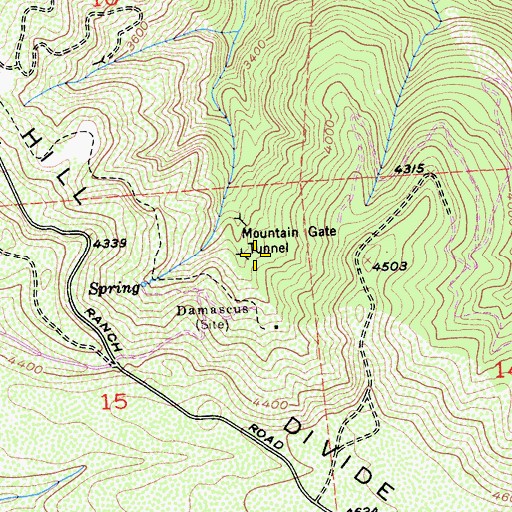 Topographic Map of Mountain Gate Tunnel, CA