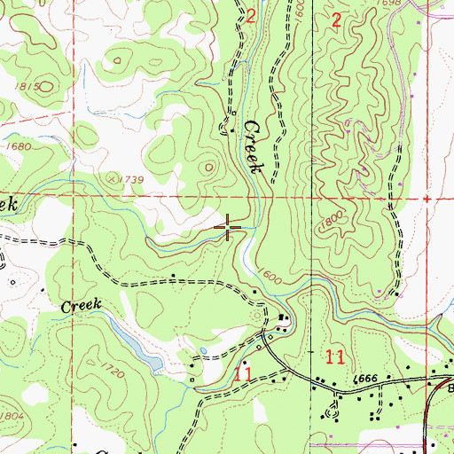 Topographic Map of Mud Springs Creek, CA