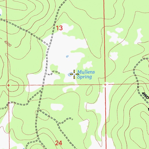 Topographic Map of Mullens Spring, CA
