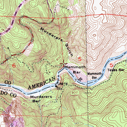 Topographic Map of Murderers Gulch, CA