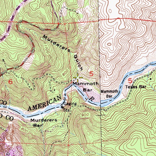 Topographic Map of Murderers Gulch, CA