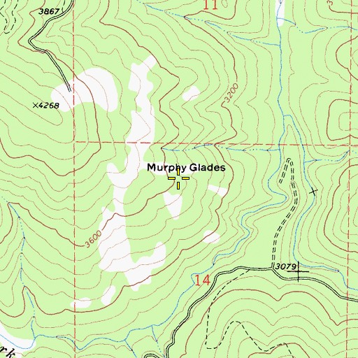 Topographic Map of Murphy Glades, CA