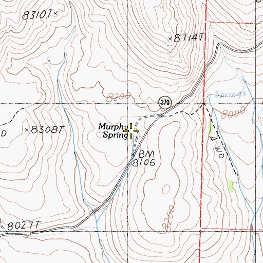 Topographic Map of Murphy Spring, CA