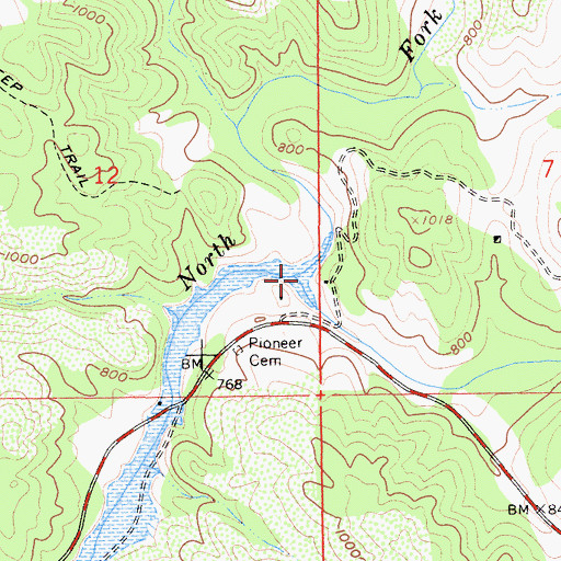 Topographic Map of Murray Creek, CA
