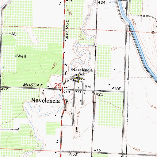 Topographic Map of Navelencia Middle School, CA