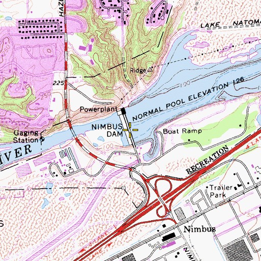 Topographic Map of Nimbus Dam, CA