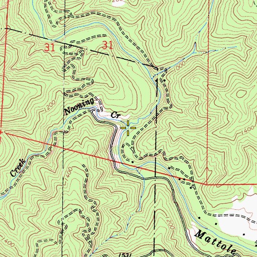 Topographic Map of Nooning Creek, CA